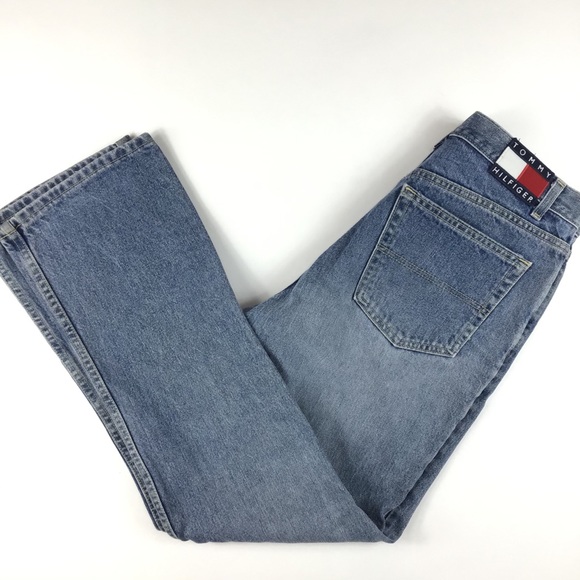 Vintage Tommy Hilfiger jeans boot cut spell out flag faded 80s 90s y2k size 29 - Picture 3 of 11